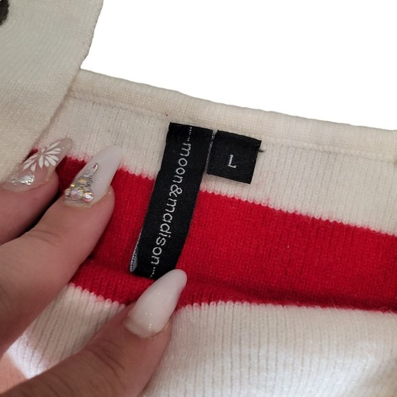 moon & madison striped tank top size large white red blue pink - Picture 3 of 3